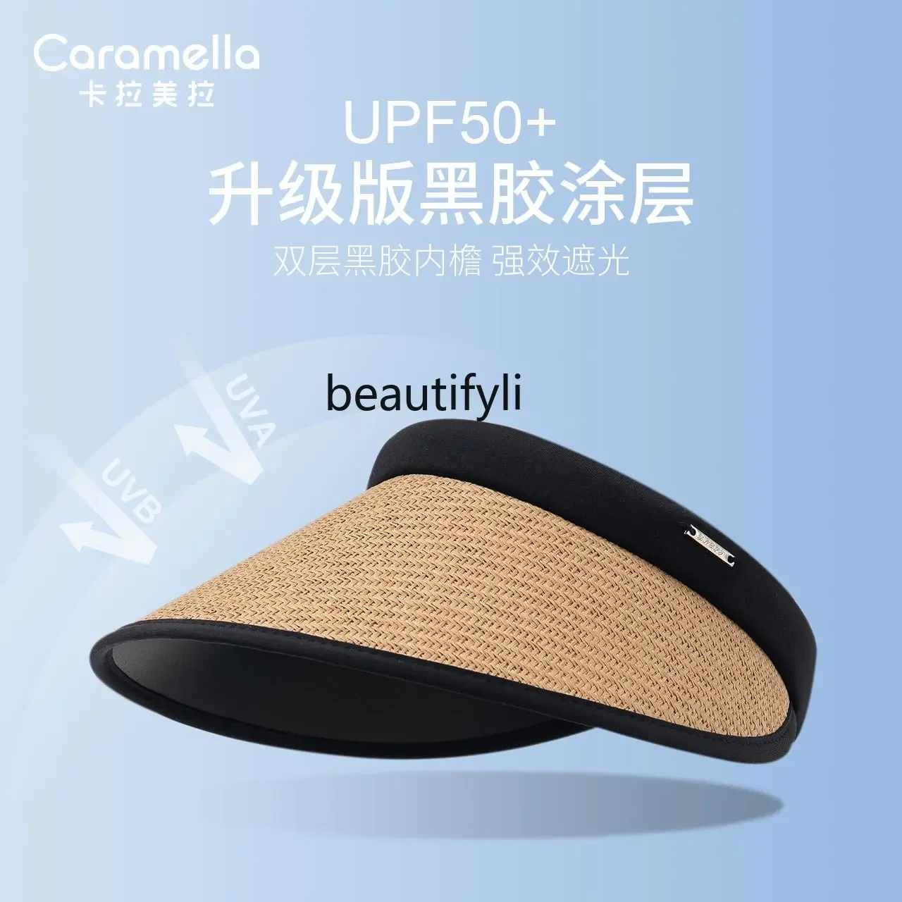 zq Hat Female Sun Protection Spring and Summer Straw Woven Topless Hat Uv Protection Sunshade Card Sun Hat All-Matching