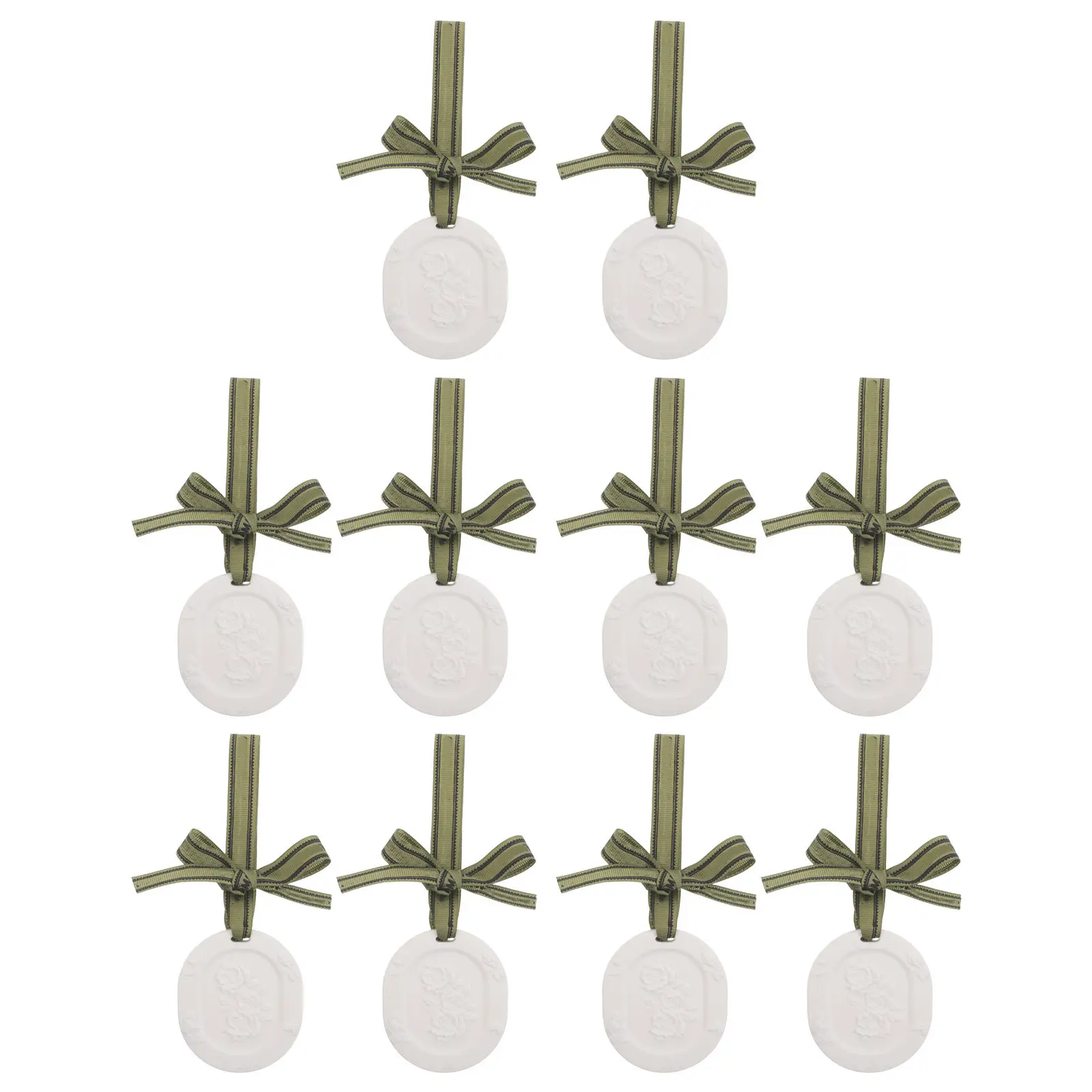 10Pcs Car Aromatherapy Diffuser Plaster Hanging Fragrance Discs Ribbon Passive Essential Oil Clay Disk Auto Wardrobe Car Air