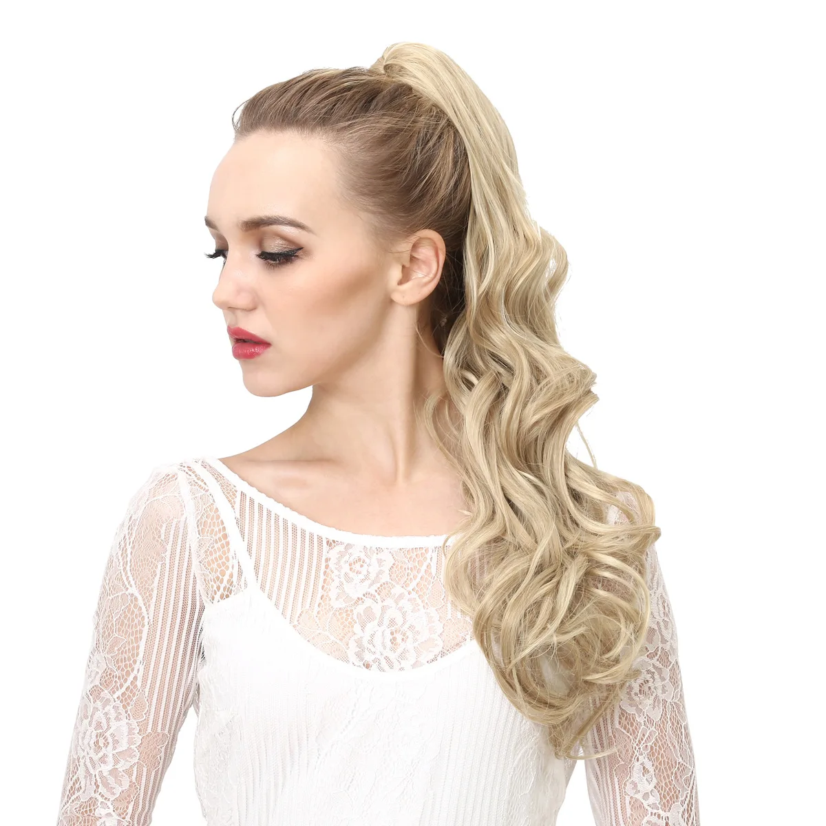 

women's wig clips ponytails, synthetic natural voluminous long curly wavy hair, tiger mouth clips wig braids, wig accessories