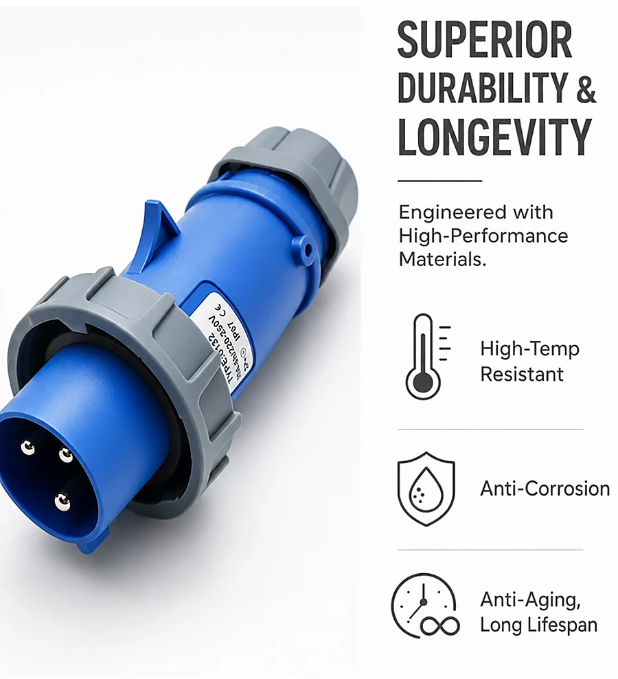 IP67 16A Waterproof Industrial Plug Socket – 3/4/5 Pin 220V/380V, Male & Female with Copper Contacts, Surface or Flush Mount T&I Online Store