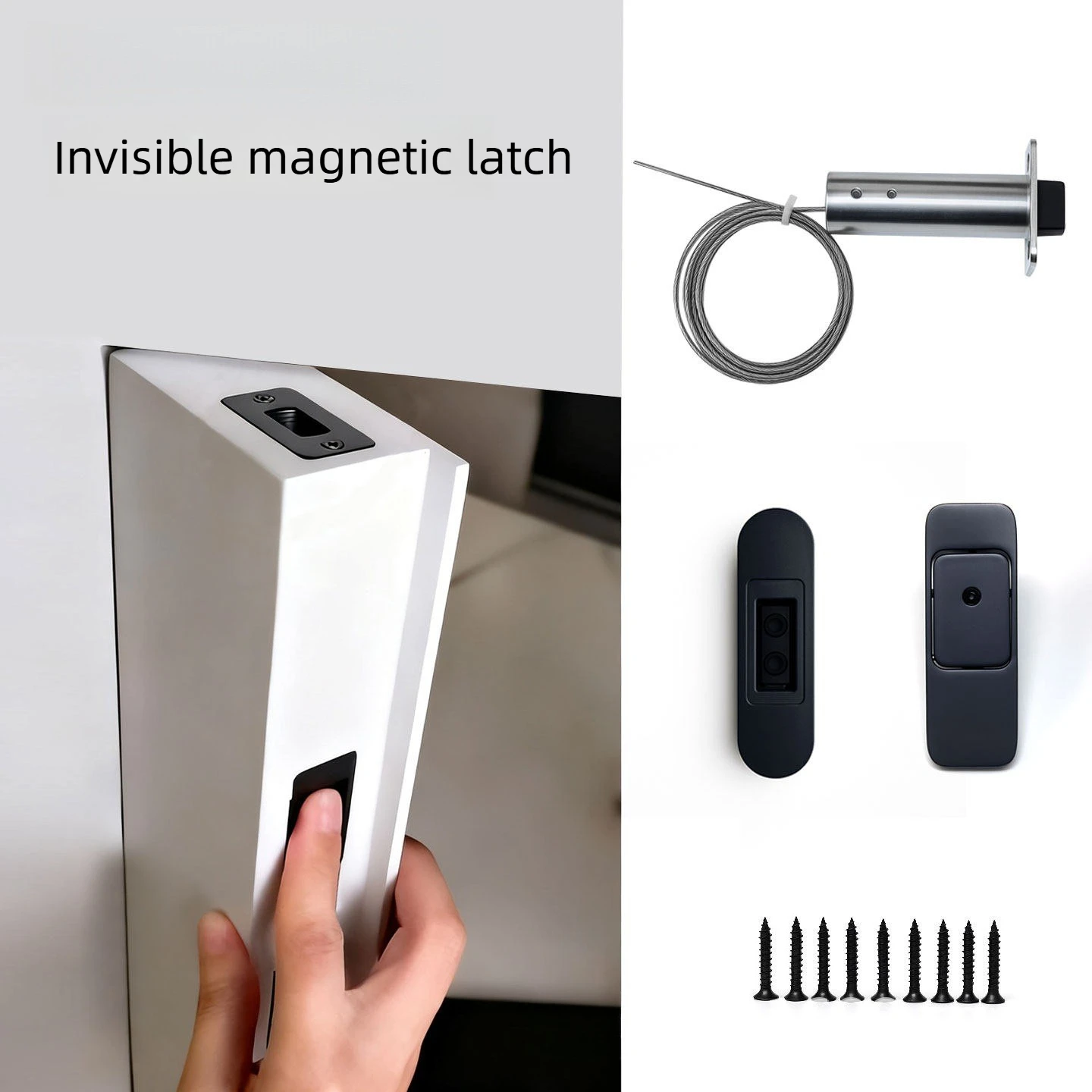 Magnetic Hidden Door Latch Automatic Flush Bolt for Wooden Door, Invisible Push to Open Door Bolt for Double Door