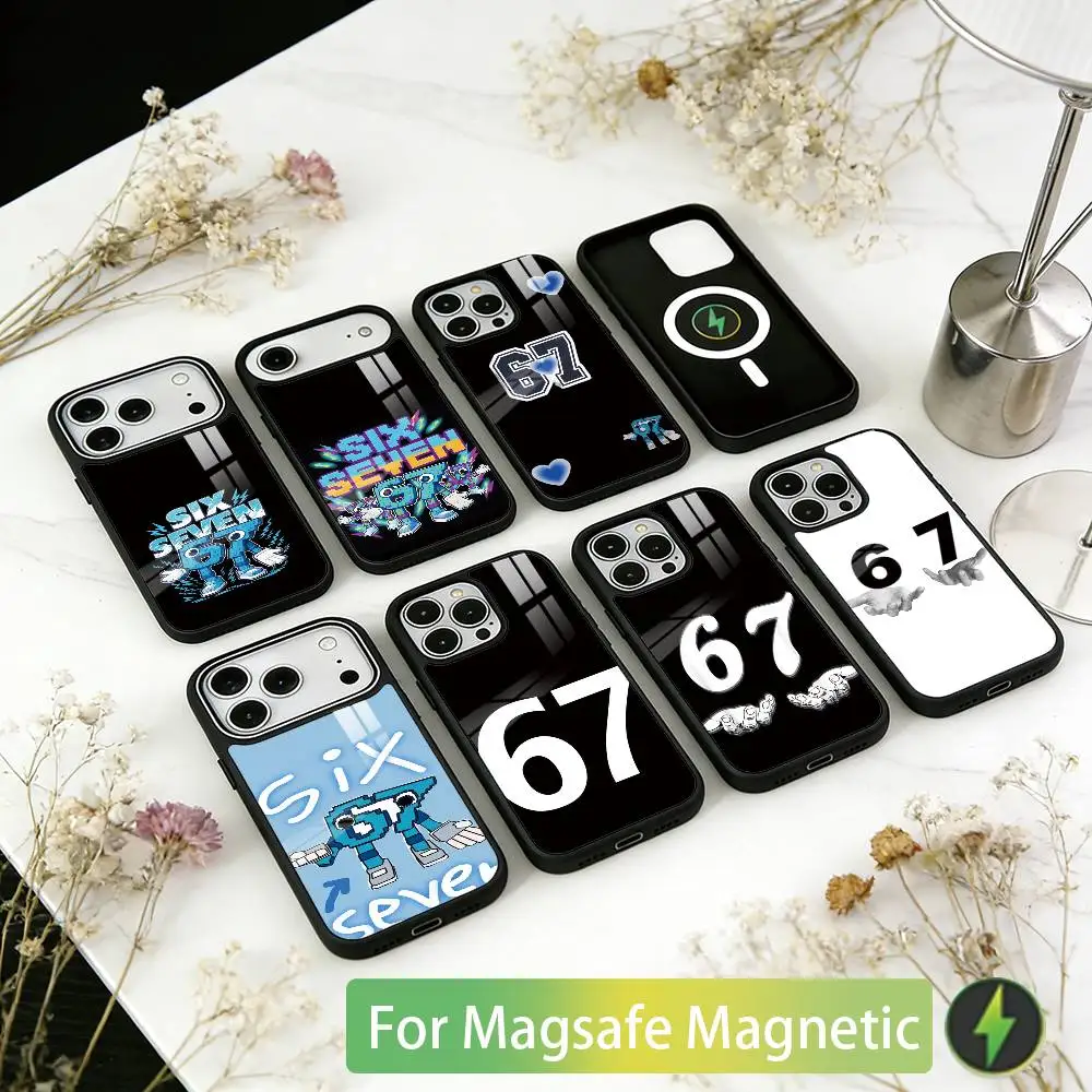 Six Seven 67 Phone Case For iPhone17,16,15,14,13,12,11 Plus,Pro Magnetic For Magsafe Wireless Charging
