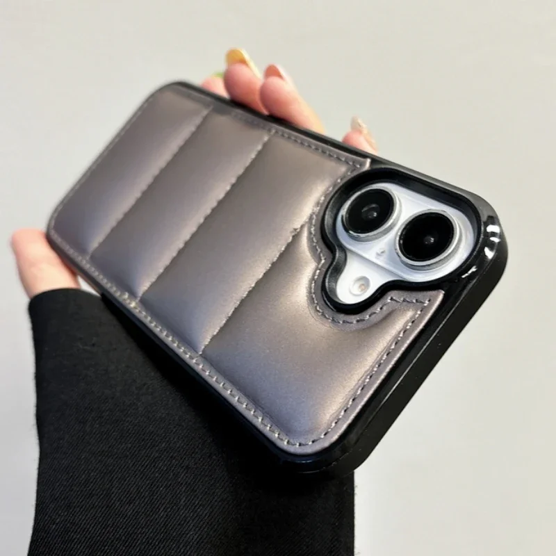 

Мягкий тканевый чехол для телефона с пуховиком для iphone 16, 15, 14, 13, 12, 11 Pro Max 16Pro, зимний противоударный защитный чехол