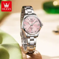 OLEVS 3668 Reloj de Mujer de lujo Original resistente al agua Reloj de cuarzo de acero inoxidable Reloj romano automático con fecha Para Mujer Reloj Para Mujer
