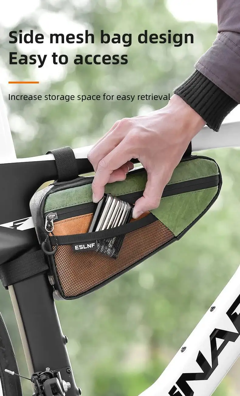 ESLNF Top Tube Triangle Rahmentasche, wasserdicht, großes Fassungsvermögen, langlebig, universell passend für Mountainbikes, einfach zu installieren – Detail 5