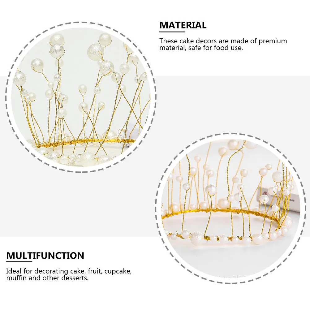 

3 шт., украшение для торта с короной, жемчужный металлический топпер для десерта, разные цвета, украшение для торта на день рождения, аксессуар для выпечки