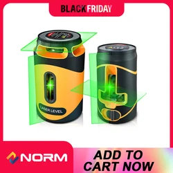 NORM-Green Lines Laser Level with Magnetic Base and Charging Li Battery, L-Stand, 2 Lines/5 Lines,Can be Used with Receiver