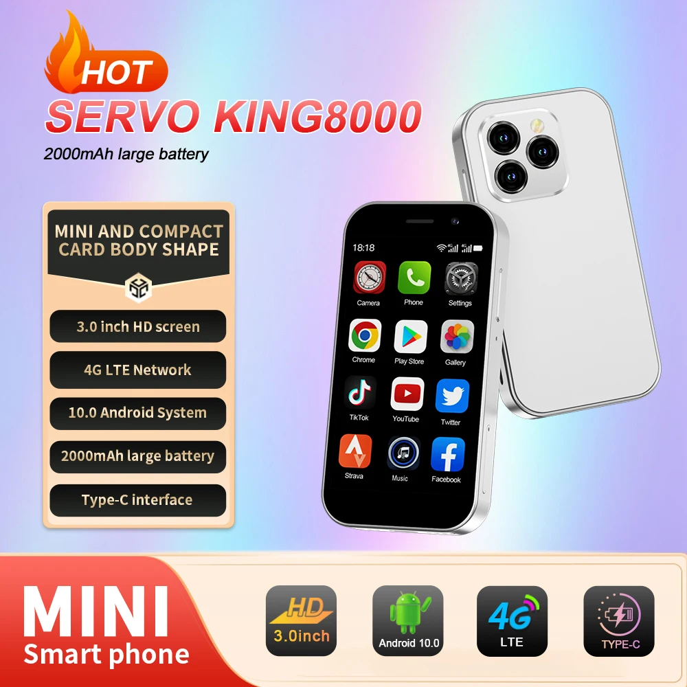 Official SERVO KING8000 Mini Smartphone Android 4G 3.0