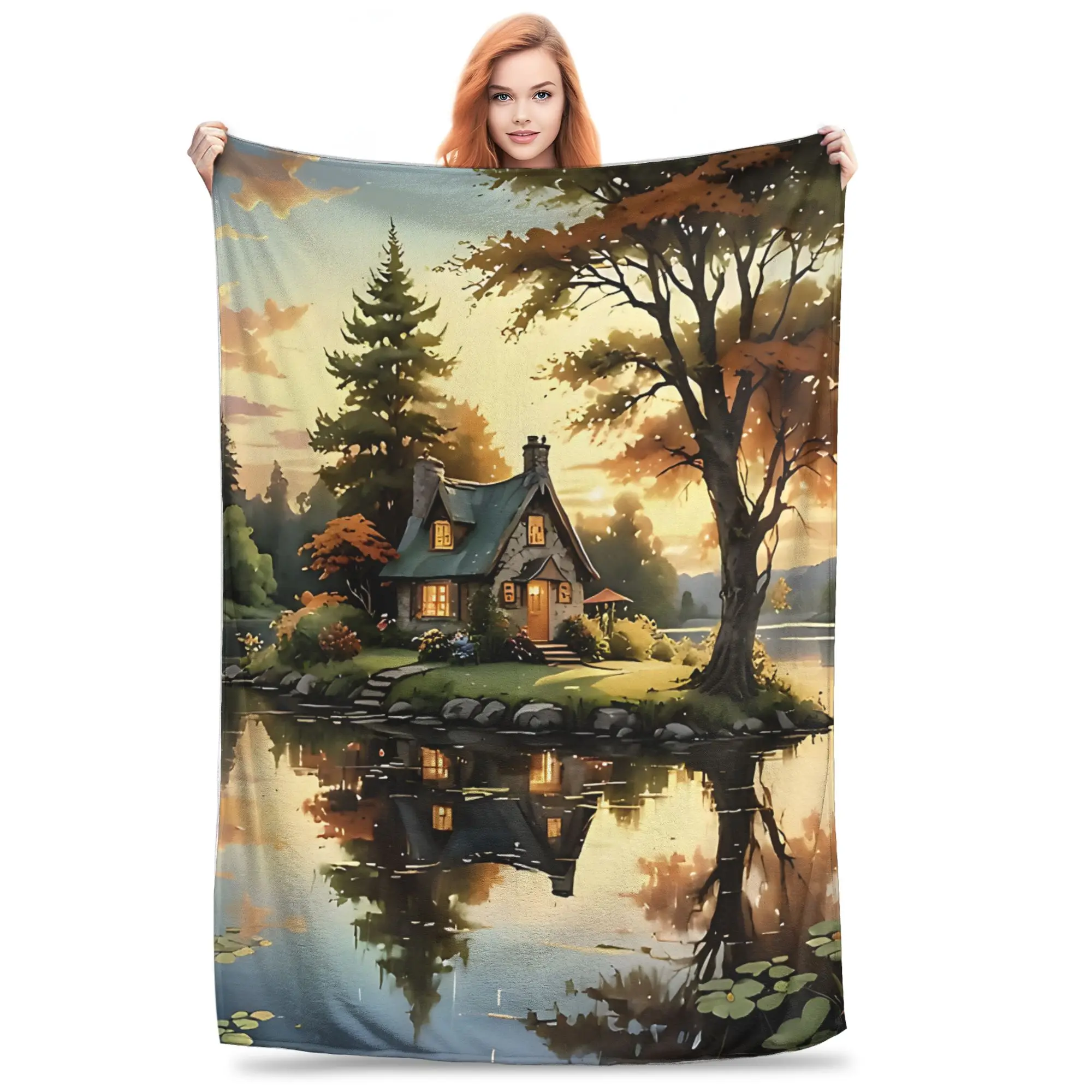 1PC Home Cutecore Room Decor A Touch Of Autumn Blanket Throw Blanket  Novelty Warm Blanket All Season