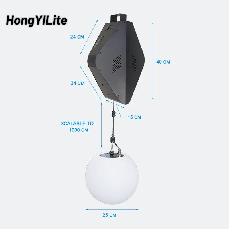 

HongYiLite 150 Вт RGB 3в1 Алюминиевые кинетические подъемные шаровые светильники DMX512 Автоматическое управление Подъемный двигатель 10 м Высота подъема для DJ Club Bar
