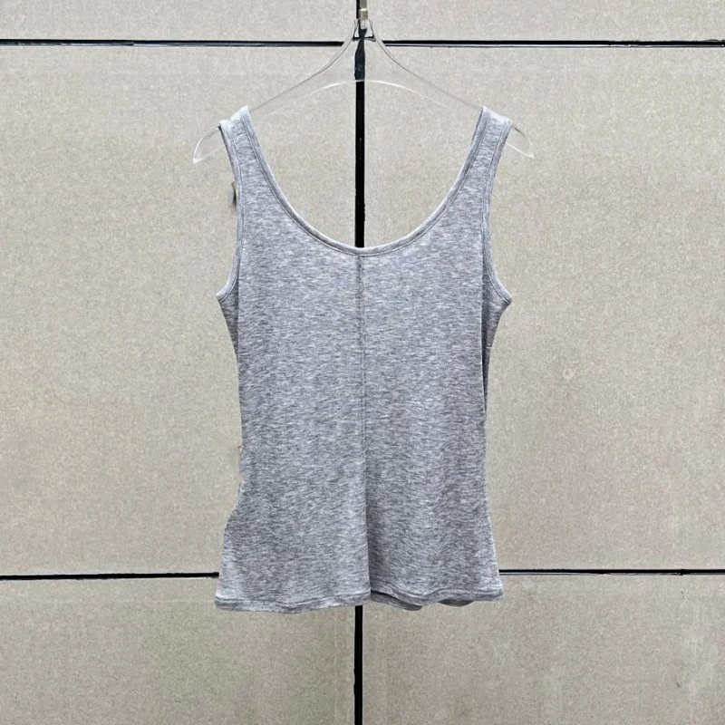 New Summer Women's Wool Blend Elastic Slim Fit Knit Vest, High-Quality, Fashionable, Sexy, Ultra-Thin, Versatile Base Layer Top