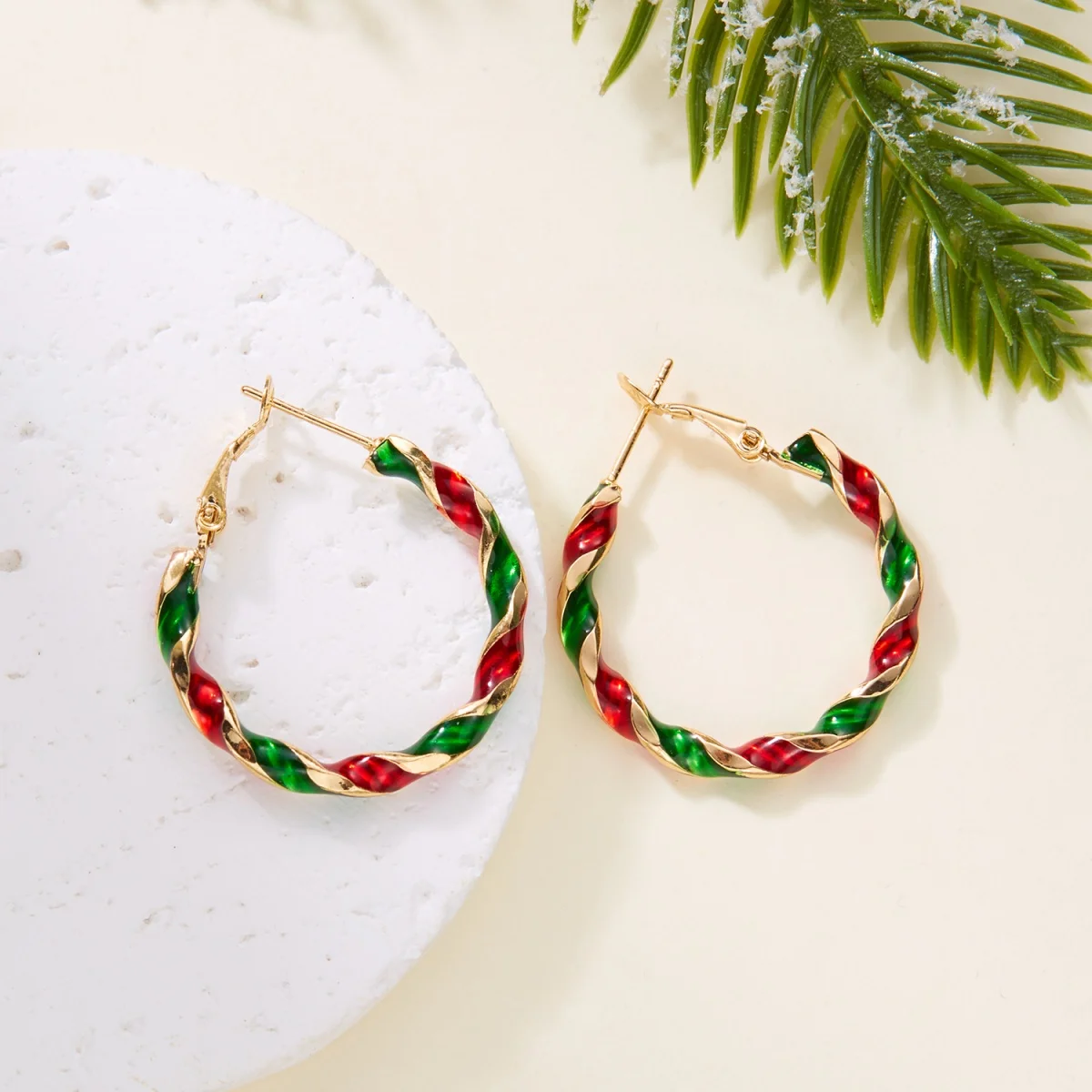 Weihnachten Kreis Festliche Urlaub Ohrringe Rot Grün Bunte Spirale Twist Geometrische Hoop Tropfen Ohrring Weihnachten Schmuck Für Frauen Männer