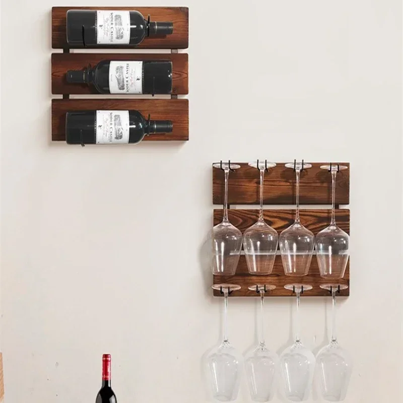 Classic Solid Wood Wine Rack Wall-mounted Bottle Storage Light Luxury Design Modern Minimalist Home Organizer