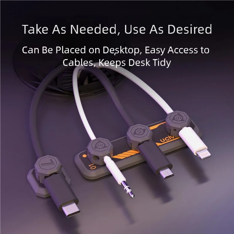 Powerful Magnetic Cable Organizer: High Compatibility, Strong Suction—Desktop Data Cable Clip & Car Mount