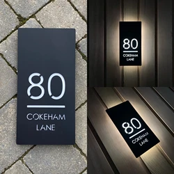 House numbers Sign Customized modern light Acrylic Home Door Name Hotel Luminous LED Decor Illuminated Address Street Sign for