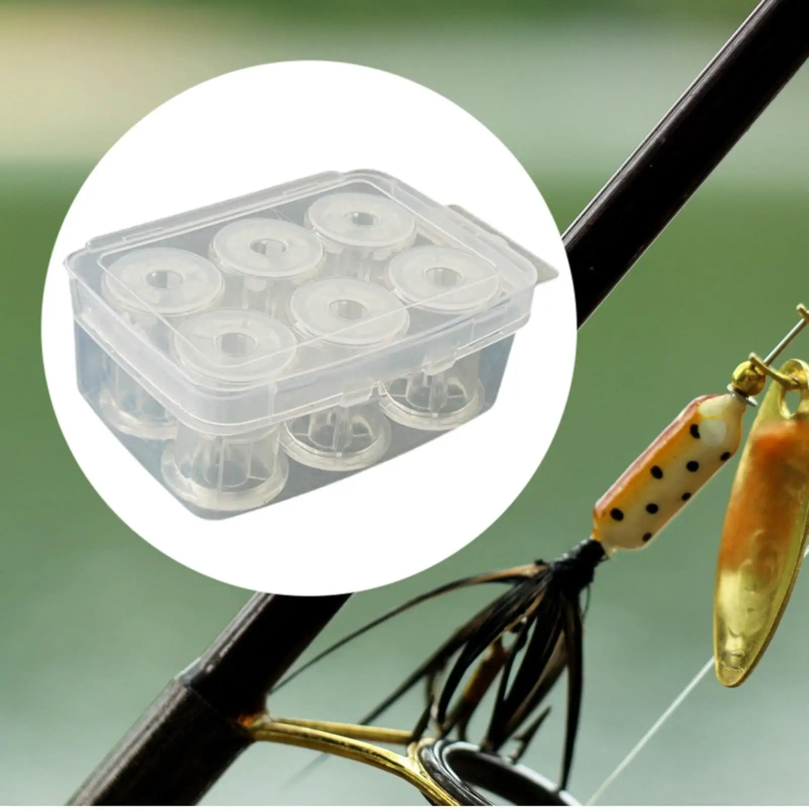 6Pcs Premium Fishing Bobbin Spools Fishing Tackle Wire Organizer with Box