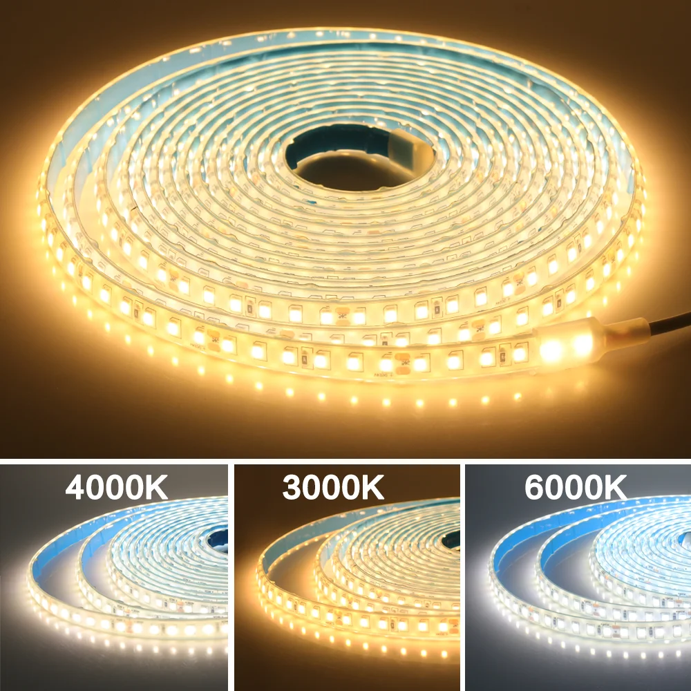 Impermeável LED Strip Light, fita de diodo, fita, decoração Home ao ar livre, IP68, 12V, 2835, 120Leds/m, 3000K, 4000K, 6000K