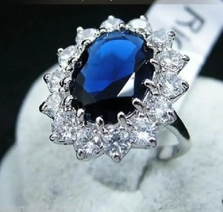 

NEW Crystal Blue Bval Ring size 6 7 8