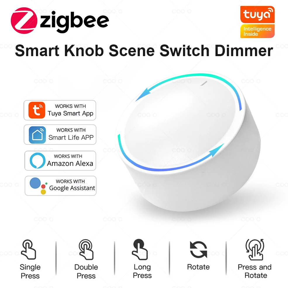 Nowy Inteligentny Pokrętło ZigBee Tuya DIY Bezprzewodowy Przycisk Scen Obrotowy Ściemniacz Automatyka Domowa Łączenie Zdalne Sterowanie