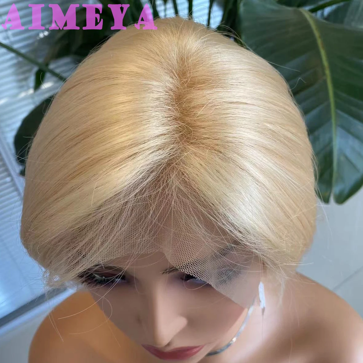 AIMEYA Blonde Short Wigs for Women Girls Natural Looking  Lace Front Wig Heat Resistant Synthetic Hair Wig Daily Use