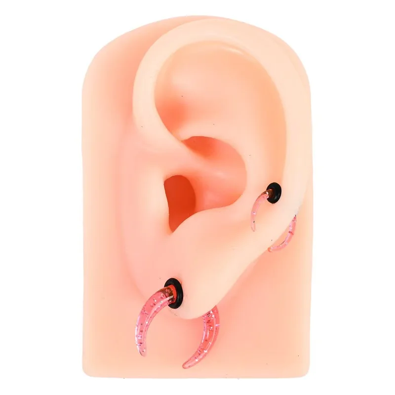 2pcs Acrylic C Buffalo Horn Ear Pincher Septum Rings Piercing Black Ear Taper Stretcher Expander Body Jewelry