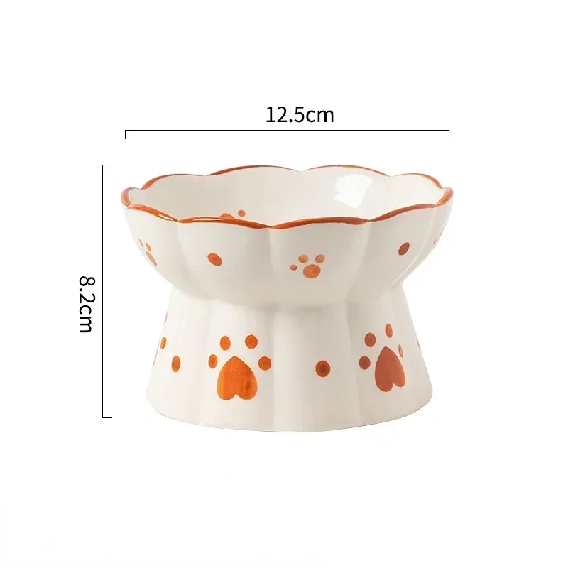 Cat Ceramic Food Bowl Elevated Pet Drinking Eating Feeders Small Puppy Dogs Snack Water Bowls Set Cats Feeding Accessories