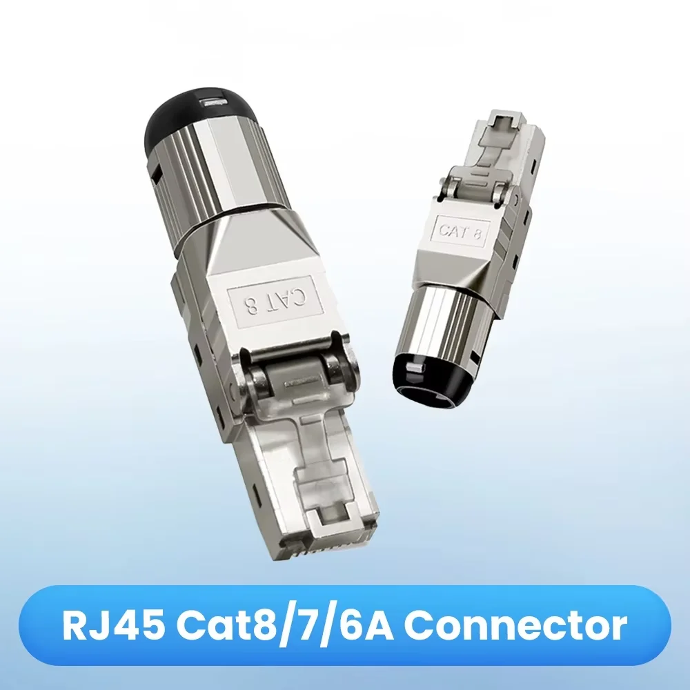 Cat8 Cat7 Cat6A RJ45 Shielded Toolless Plug High Bandwidth 2000MHz 40G Connector For 22AWG 24AWG Network Wiring Projects