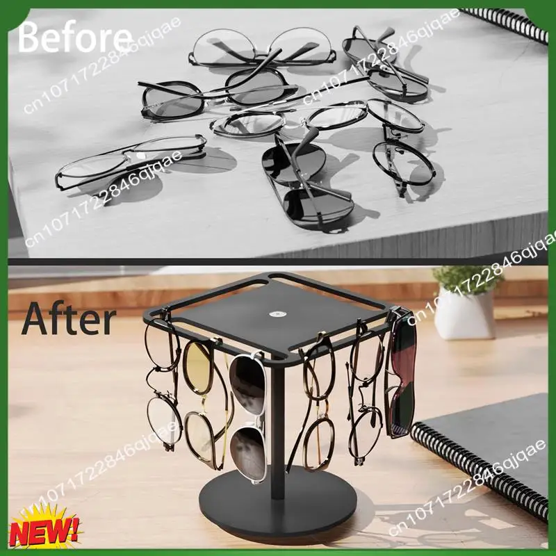 

A48I акриловый держатель для солнцезащитных очков, вращающаяся на 360 градусов стойка для очков, органайзер для очков, черный двухслойный, легко использовать