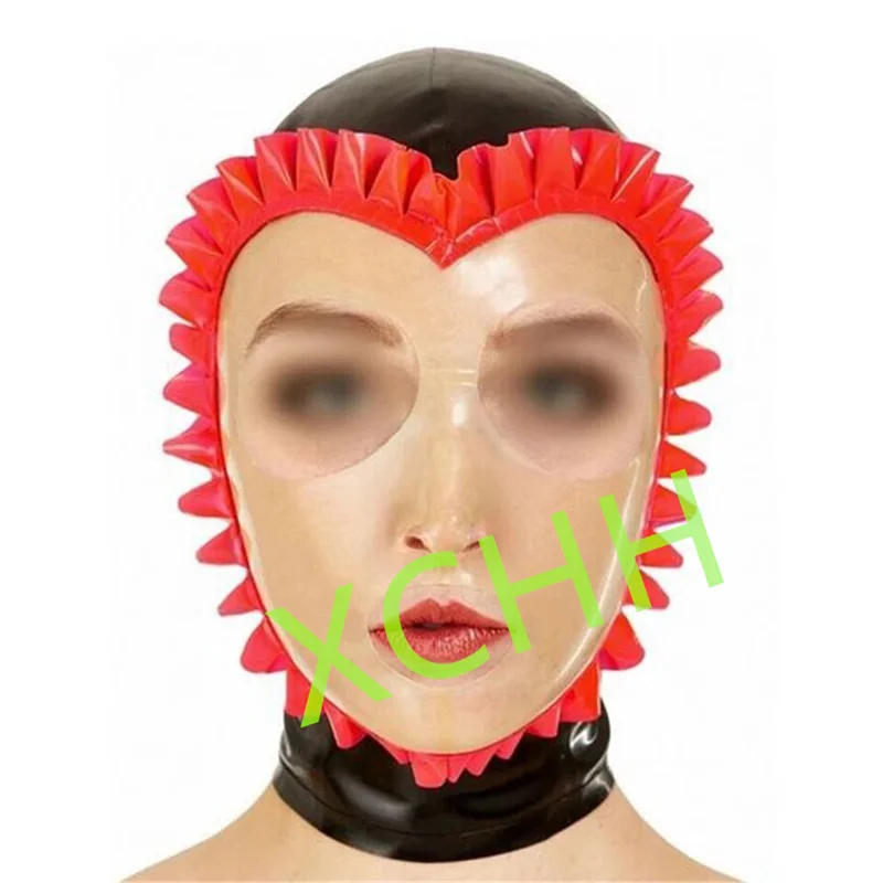 

Handmade Latex Hood Rubber Mask Black with Hair Hole Back Zip Sexy Fetish Headgear Customize Halloween Cosplay Costume