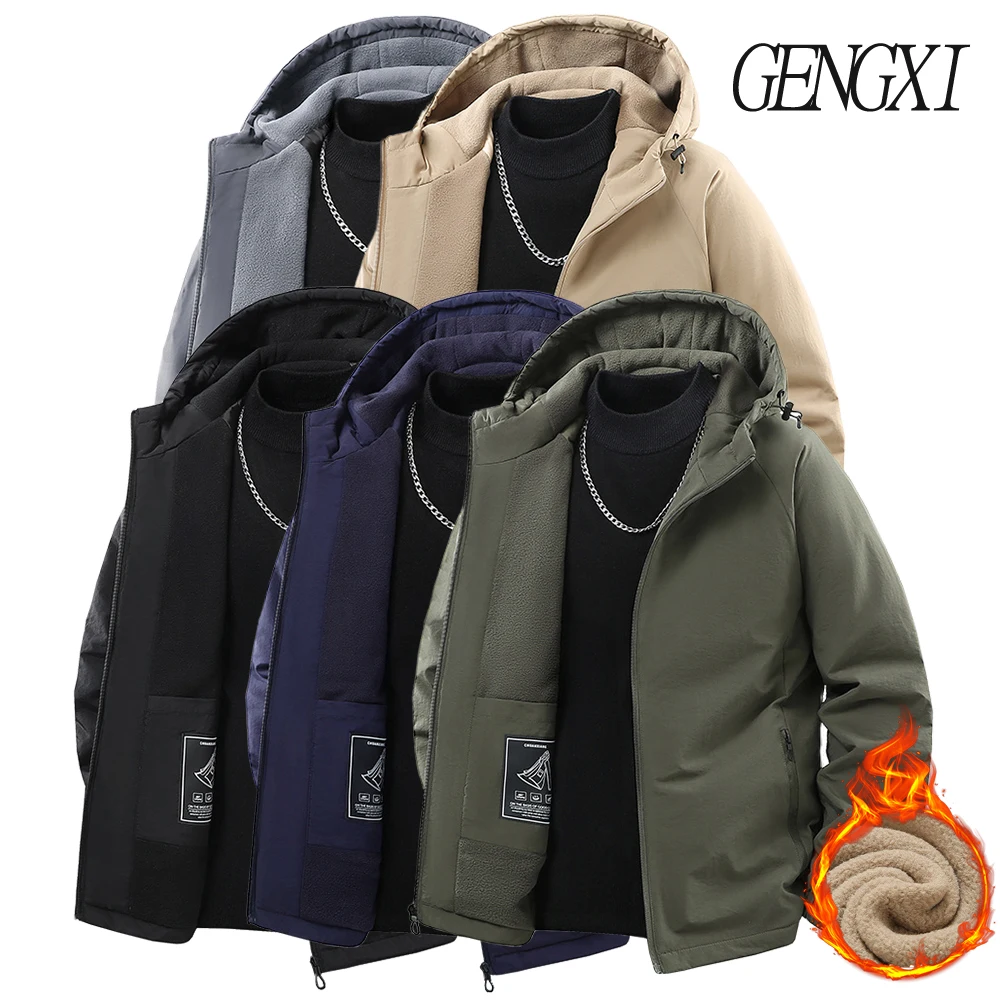 

Осень/зима, Новое поступление, мужская утолщенная рабочая одежда на флисовой подкладке, куртка для спорта на открытом воздухе, морозостойкое теплое пальто с капюшоном, модное