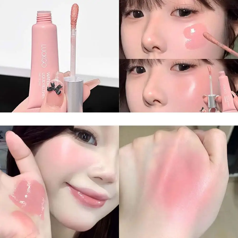 High-gloss Moisturizing Mirror Blush Watery Liquid Blush Brighten Natural Cheeks Juicy Peach Pink Overflow Lasting Face Makeup