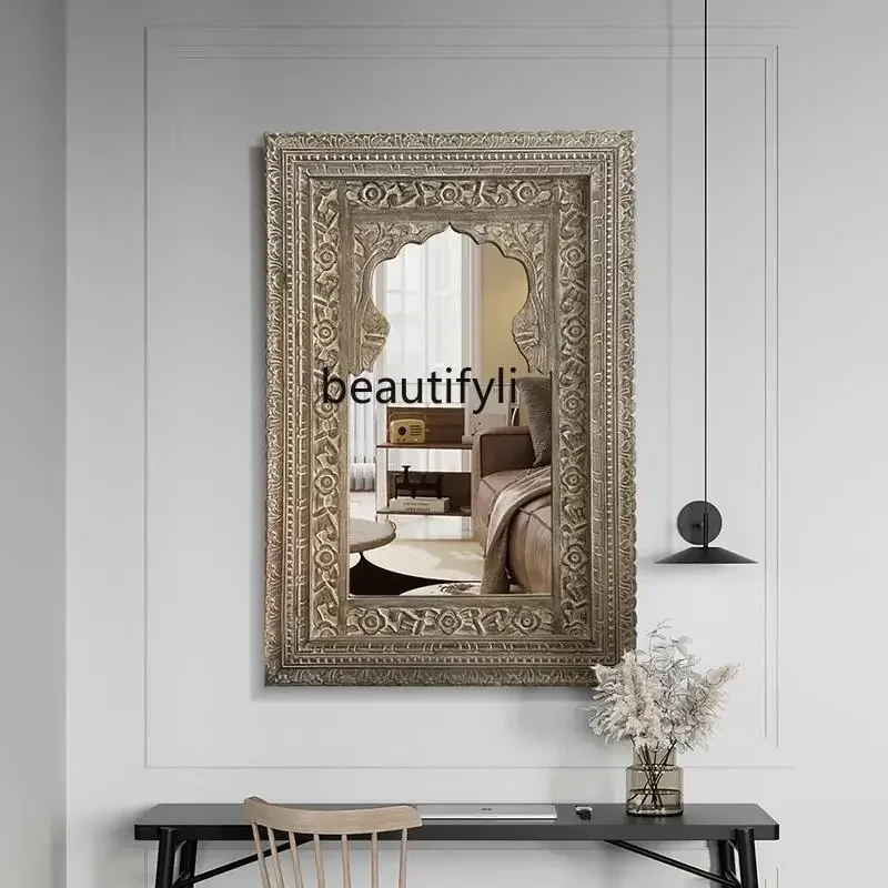 French decoration, designer full-length mirror, wall-mounted makeup mirror, European floor mirror customization, square