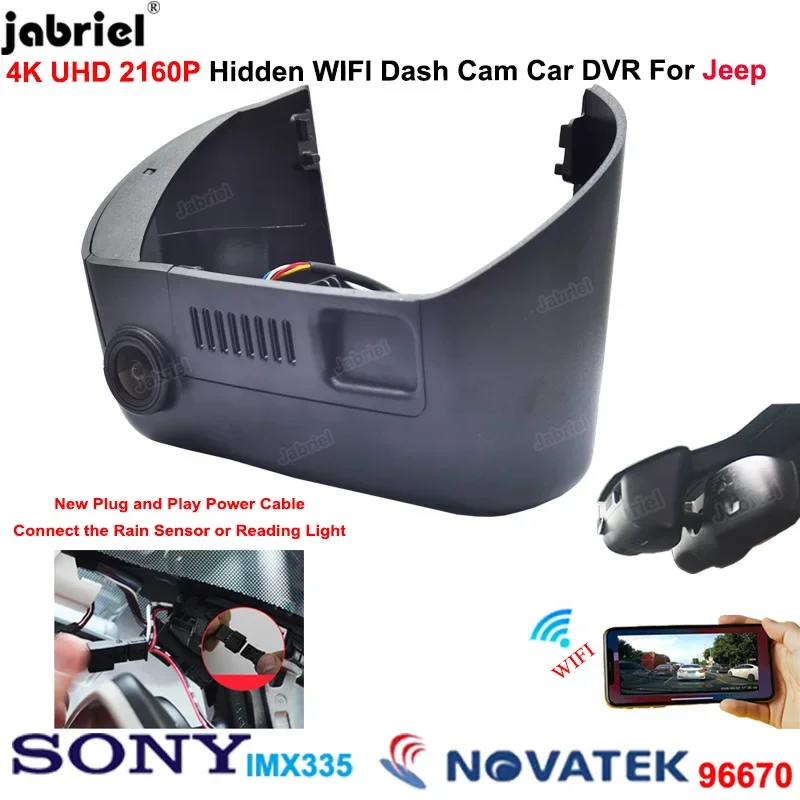 4K Dash Cam Wifi Car Dvr Camera for Jeep Cherokee for Jeep Chrysler for Jeep Dodge 2013 2014 2015 2016 2017 2018 2019 2020 2021