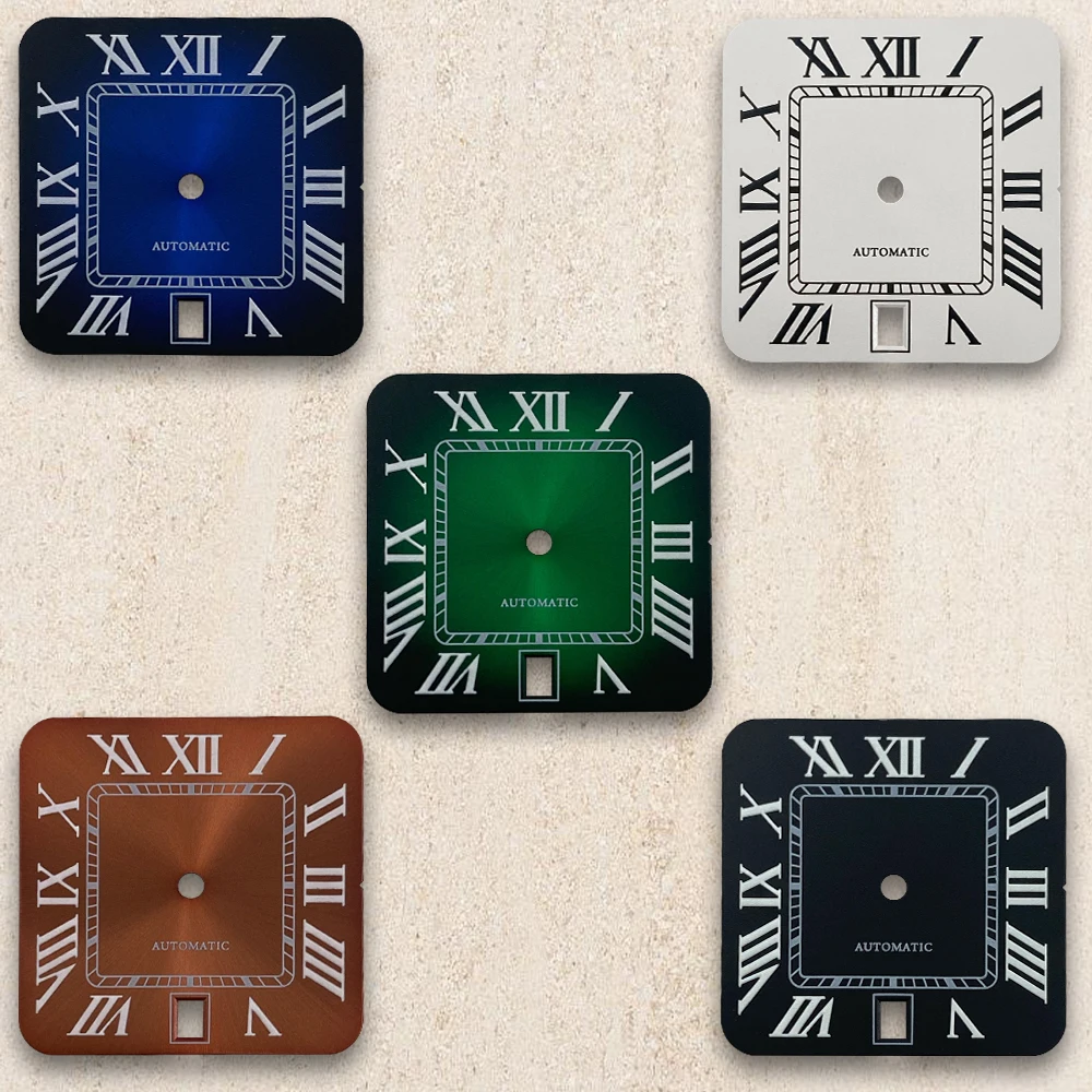 27mm S Logo Dial Square Sunburst Roman numerals Suitable For NH35/NH36/4R/7S Japanese Automatic Movement Watch Modification