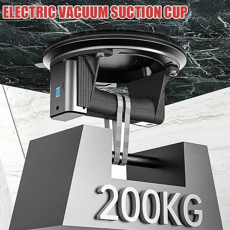 8 inch Electric Vacuum Suction Cup With 4000mAh 2Battery Strong 200kg Bearing Capacity For Glass/Ceramic Tile Heavy Duty Lifting