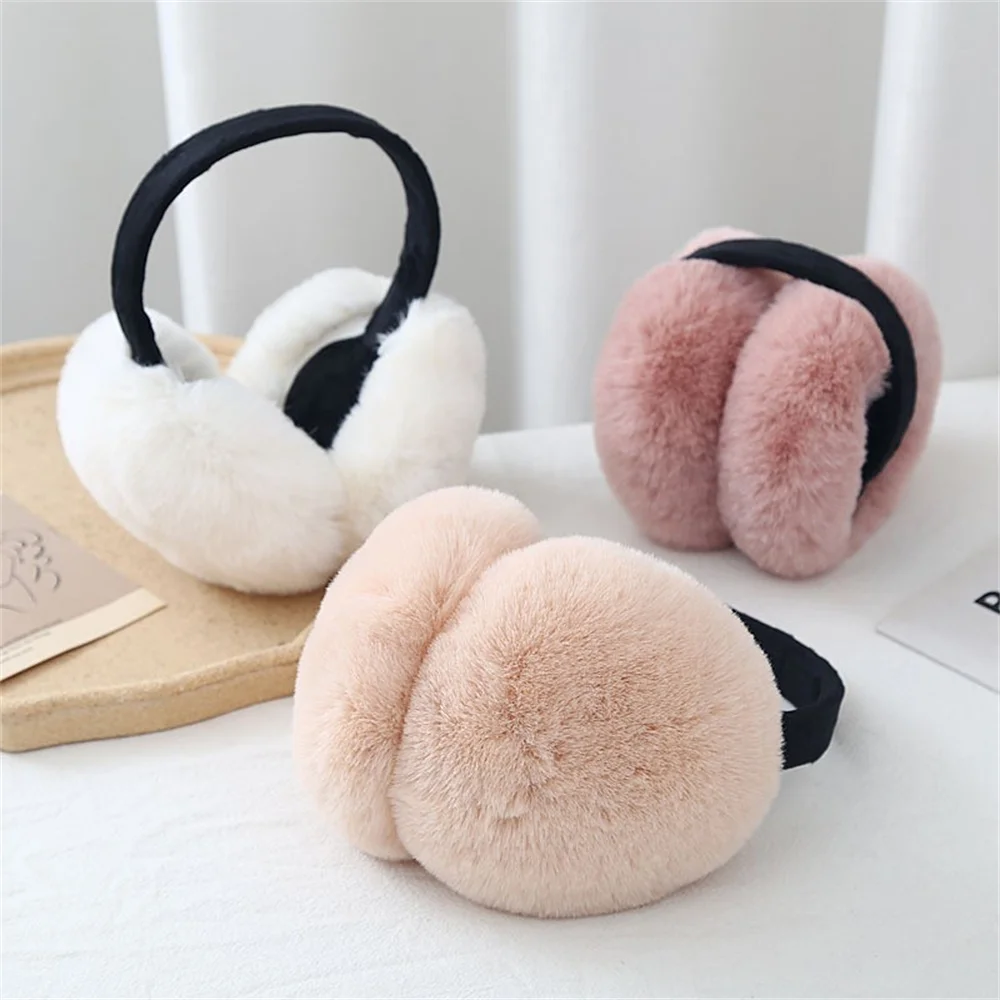 

Soft Plush Ear Warmer Winter Warm Earmuffs for Women Men Foldable Solid Color Earflap Outdoor Cold Protection Ear-Muff Ear Cover