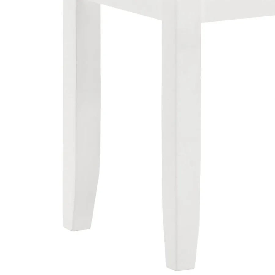Glossy White Vanity Stool with Padded Seat