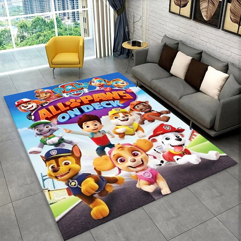 

Коврик с мультяшными щенками-пэт-патрульниками для игровой комнаты, спальни, гостиной, дивана, домашнего декора, детский игровой коврик, нескользящий напольный коврик