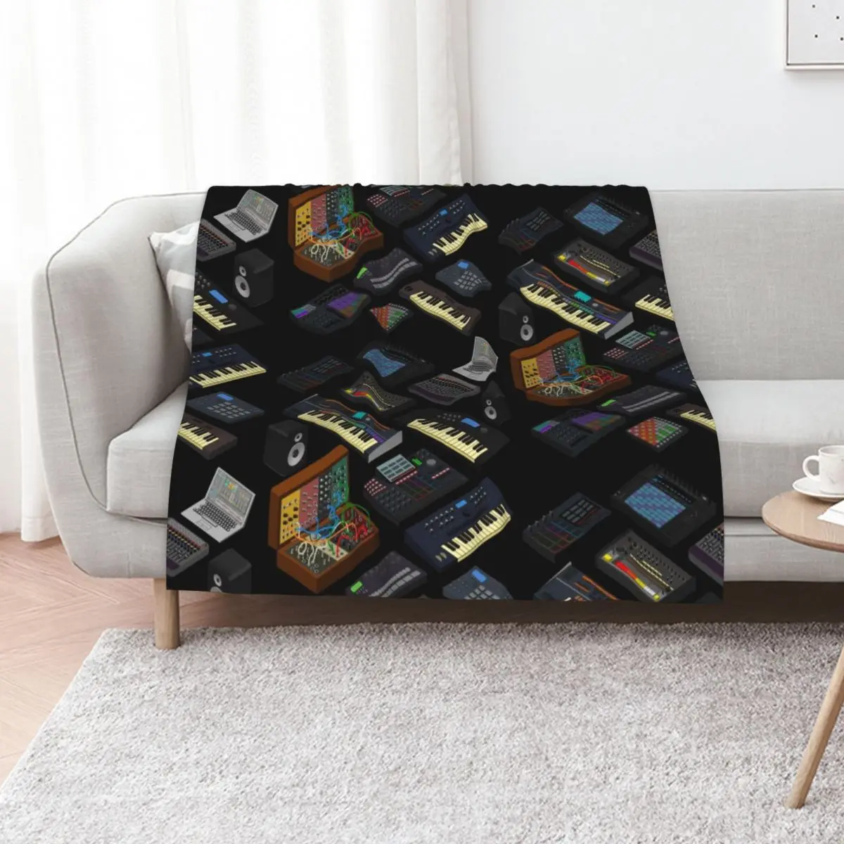 Synthesizers for Electronic Music Producer Throw Blanket Moving Furry Bed covers Bed Thermal Blankets