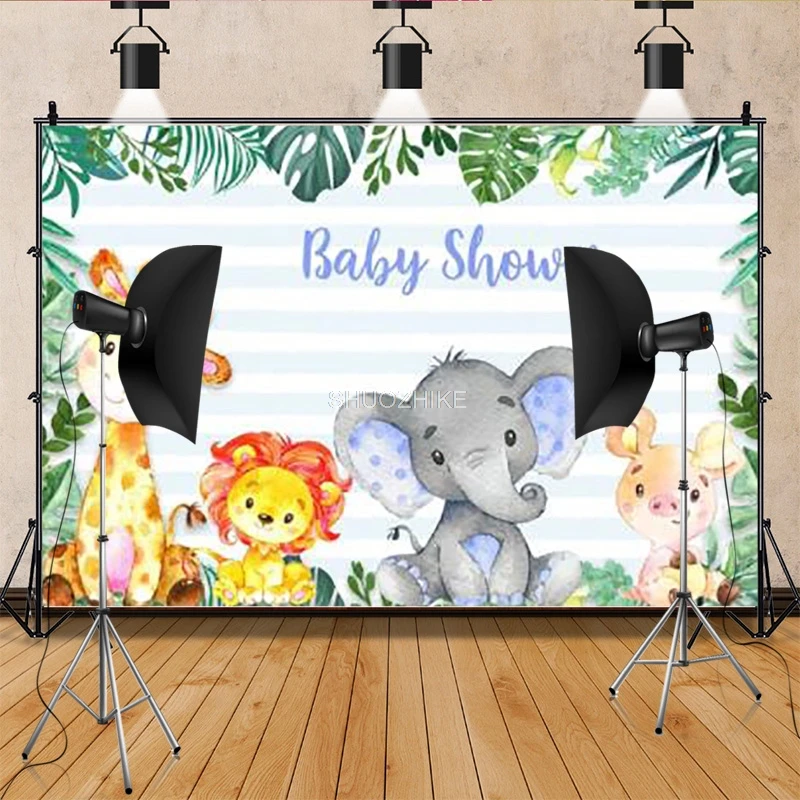 Fondo de fotografía de elefante de fiesta de recién nacido salvaje, accesorios de cien días, 1er cumpleaños, fondo de estudio fotográfico de animales, WP-29