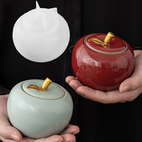 DIY Apple Jar Candle Jar Silicone Mold With Lid Jewelry Storage Box Gypsum Resin Mold Cement Clay Plaster Mold Candle Holder