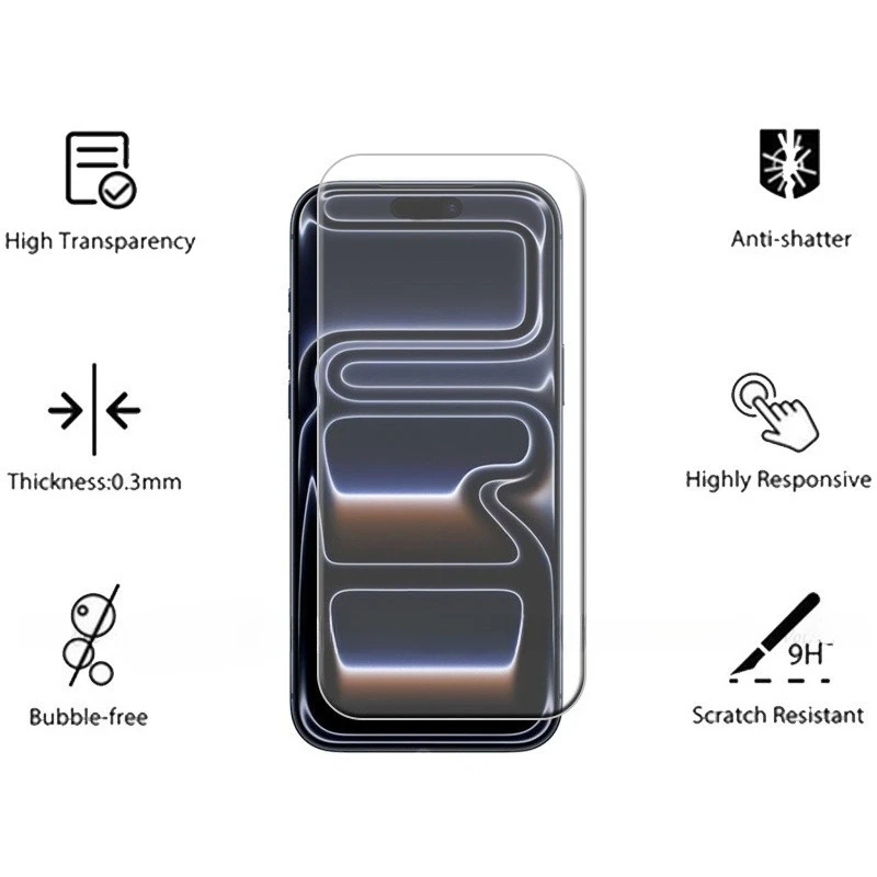 واقي شاشة 6 في 1 لهاتف آيفون 17 16 15 Pro Max 16e زجاج مقسى هوائي لهاتف آيفون 14 13 12 11 Pro Mini 15 14 Plus زجاج