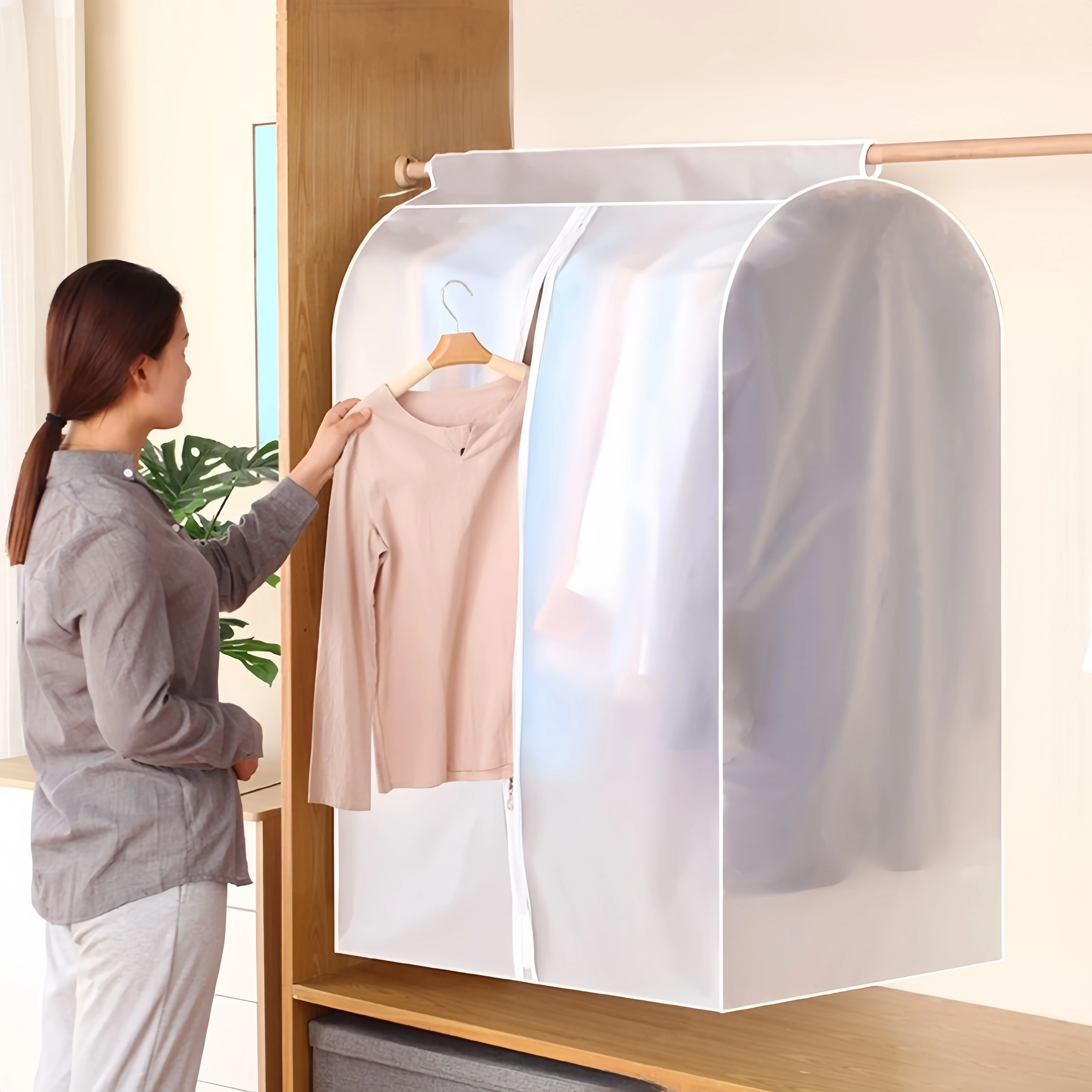 

1 Pc Extra-Large Breathable Garment Bag with Full Zipper - Moisture-Proof Wardrobe Storage Cover for Suits, Dresses & Gowns