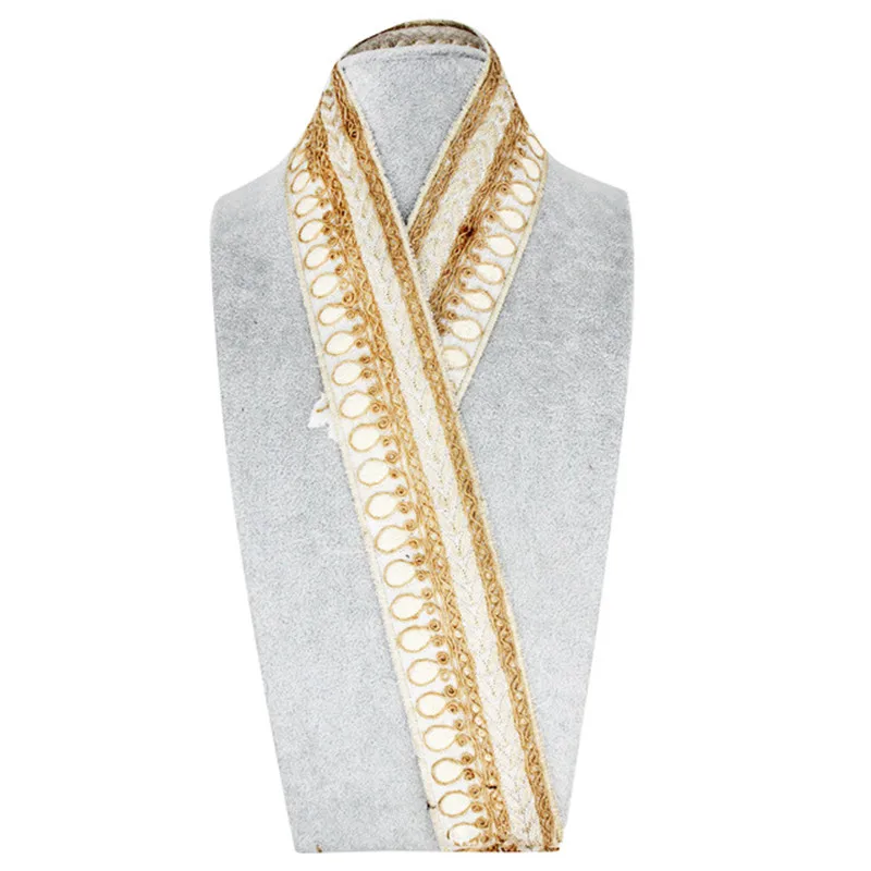 4.5cm Wide Chinese Style Embroidery Lace Gold Strands Clothing Collar Luggage Shoes Material Barcode Accessories