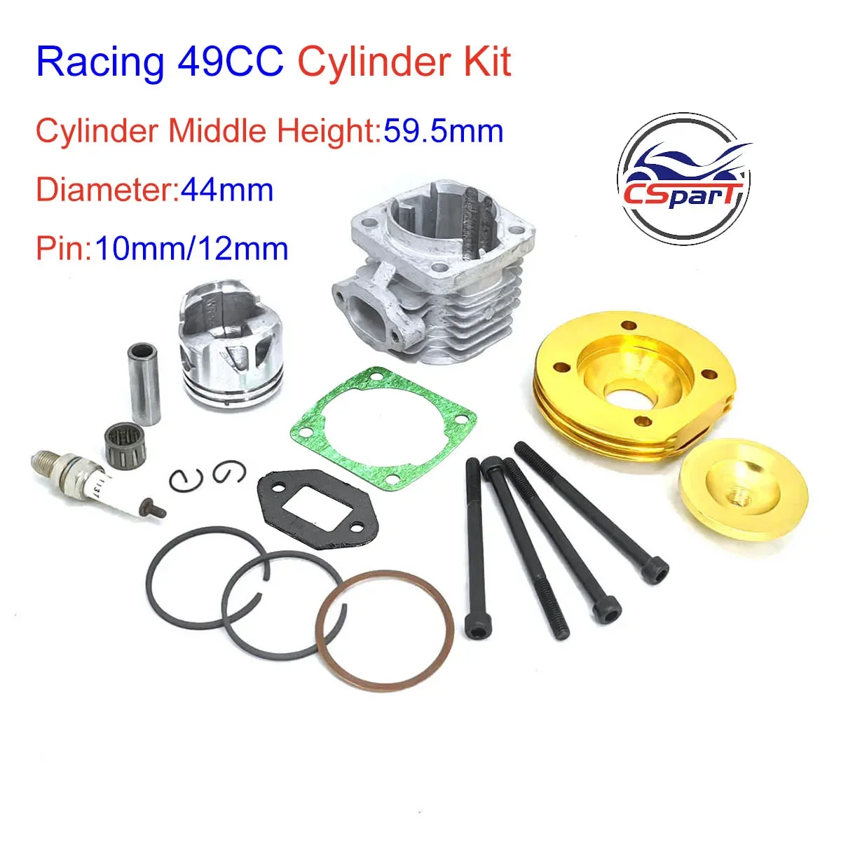 CNC Cylinder Head Piston Ring  Kit  44mm 47CC 49CC Mini Moto Dirt Pit Bike Parts