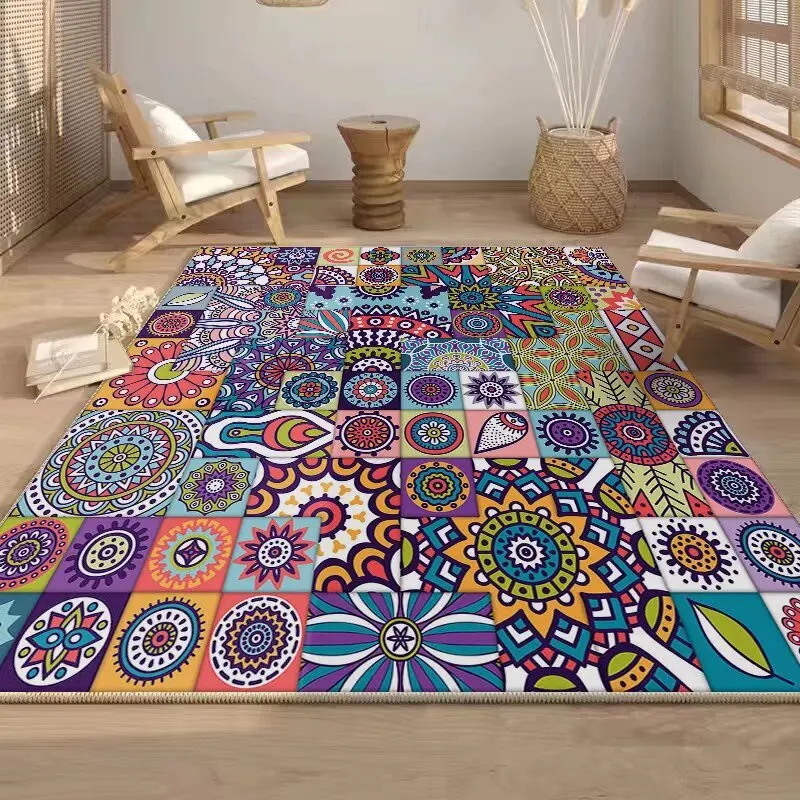 Boho Ethnic Style Bedroom Carpet Classical Short velvet Large Rugs for Living Room Washable Easy clean Fluffy coffee tables mat