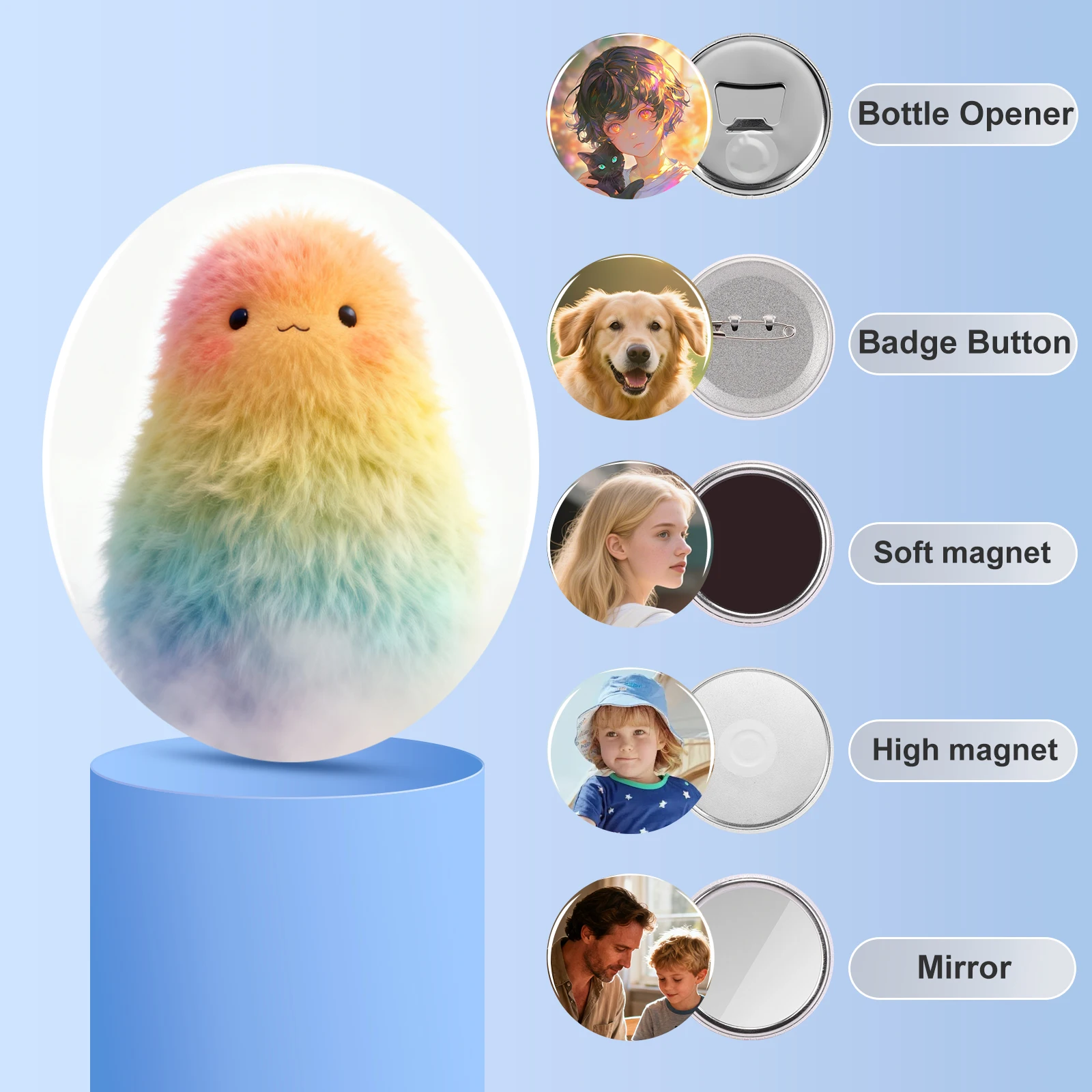 

Blank Badge Pin Making Accessories (58mm/2.28 Inches), Accessory Supplies for Badge Press Machines, DIY Making Materials