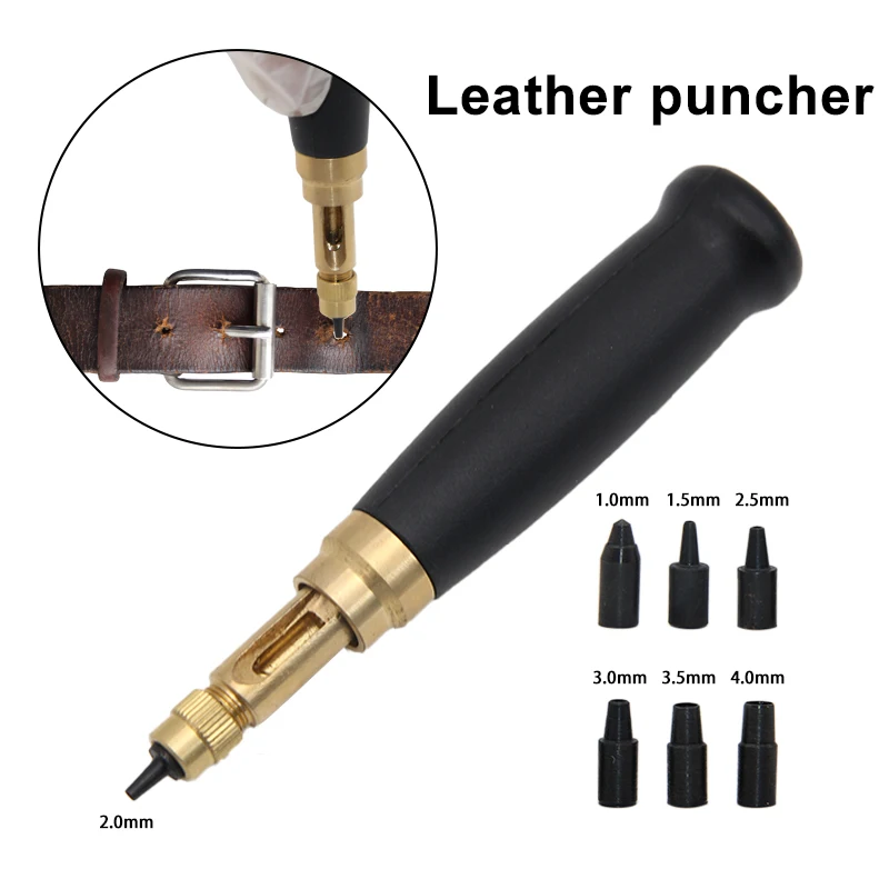 

DIY leather circular punch interchangeable multi head belt punch silent manual rotating punch tool accessories
