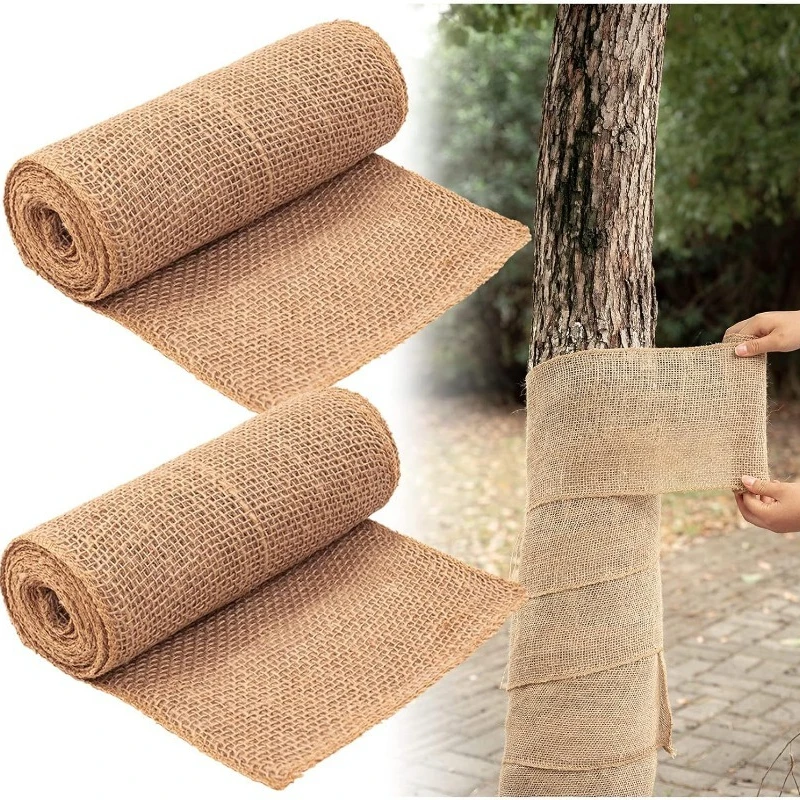 Solid Color Burlap Roll DIY Handmade Christmas Wedding Craft Burlap Strip Coarse Linen Plant Wrap Bandage Decor Set