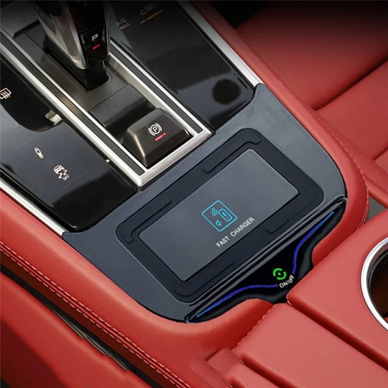 شاحن سيارة لاسلكي 15 وات وحدة تحكم مركزية لوحة شحن سريعة للهاتف لبورشه باناميرا 2017-2023